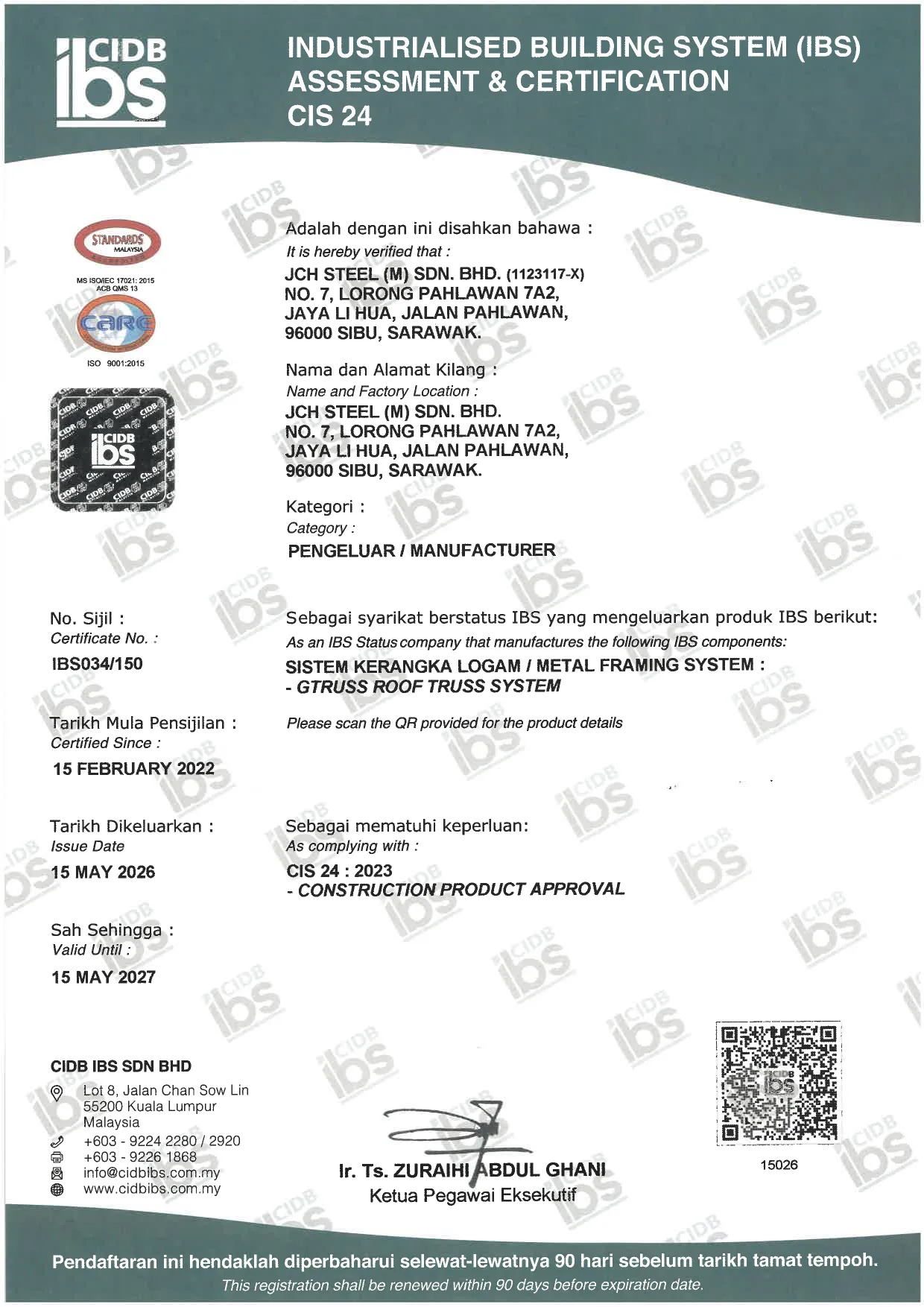 CIDB IBS GTRUSS Roof Truss System