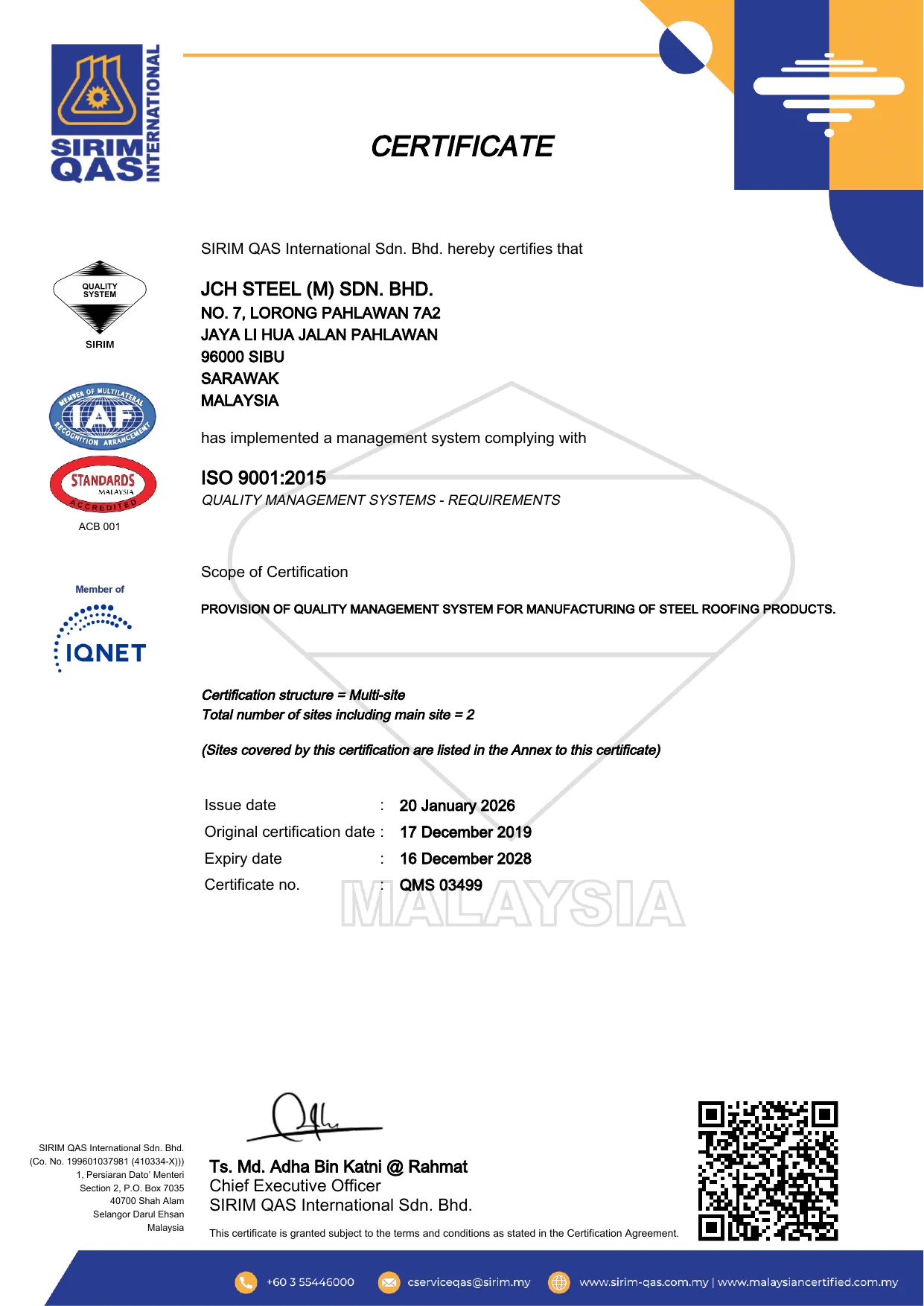 ISO 9001:2015 Certificate