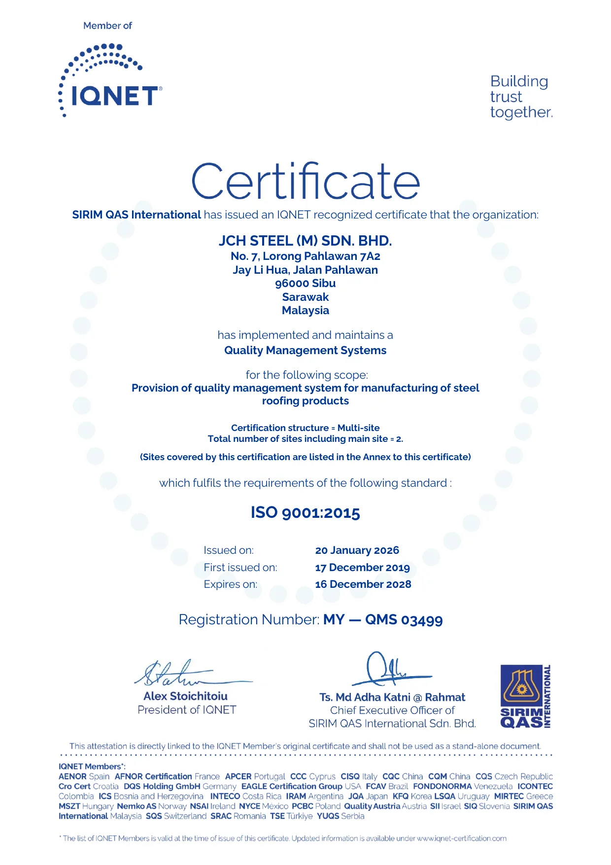IQNET Certificate
