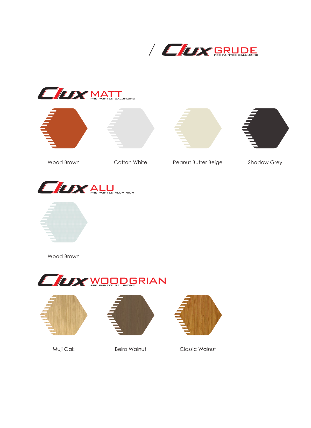 GPANEL 102 available matt, aluminium, and woodgrain colours